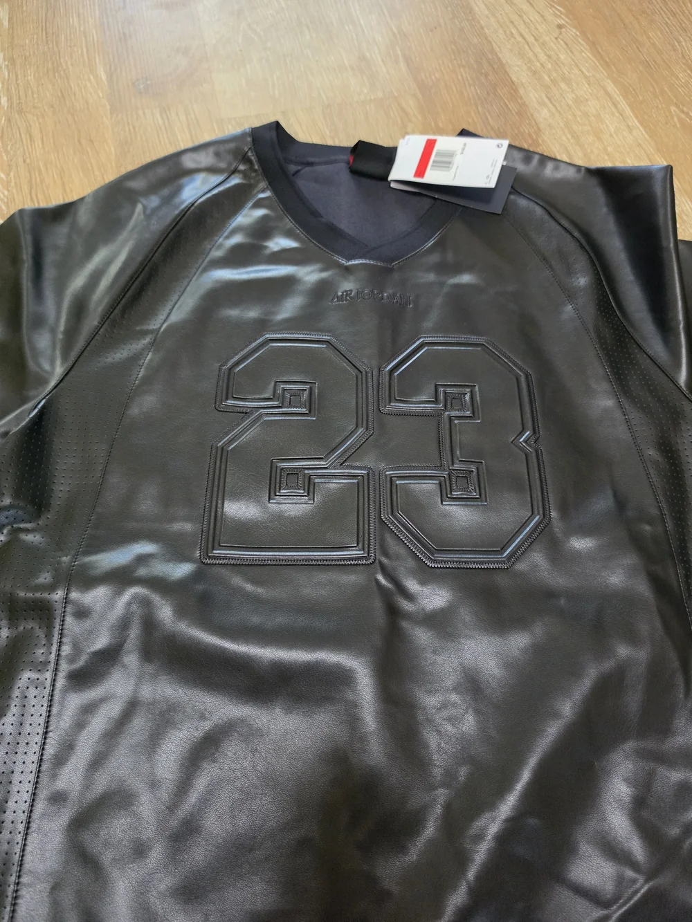Nike Air Jordan 23 Vegan Leather Black Jersey Shirt Mens SZ 
